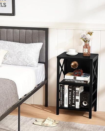 Bookcase, Industrial Small Bookshelf,3-Tier Bookcase Storage Organizer, Small Book Shelf for Small Spaces, Living Room, Bedroom and Home Office, Black - LeafyLoom