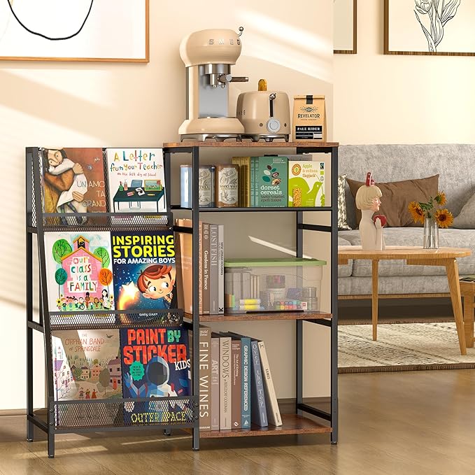 Vintage Bookshelf, Wooden Kids Bookshelf with 3-Tier Ladder Book Display Rack, Small Book Shelf Library Bookcase Storage Organizer, Short Wide Small Bookshelf Bookcase for HomeOffice - LeafyLoom