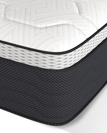 Hybrid Full Mattress 12 Inch, Full Size Spring Gel Memory Foam Mattress, Medium Firm Full Mattresses in a Box, Hybrid Coil Innerspring Mattress for Adjustable Bed Frame, White Grey - LeafyLoom