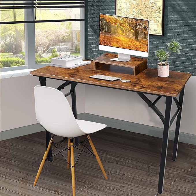 TEMI Foldable Desks for Small Spaces - Quick and Easy Setup Portable Desk. Folding Table for Office, Bedroom, or Outdoor Activities. Small Foldable Desk Functions, as a Computer Table and Study Desk - LeafyLoom