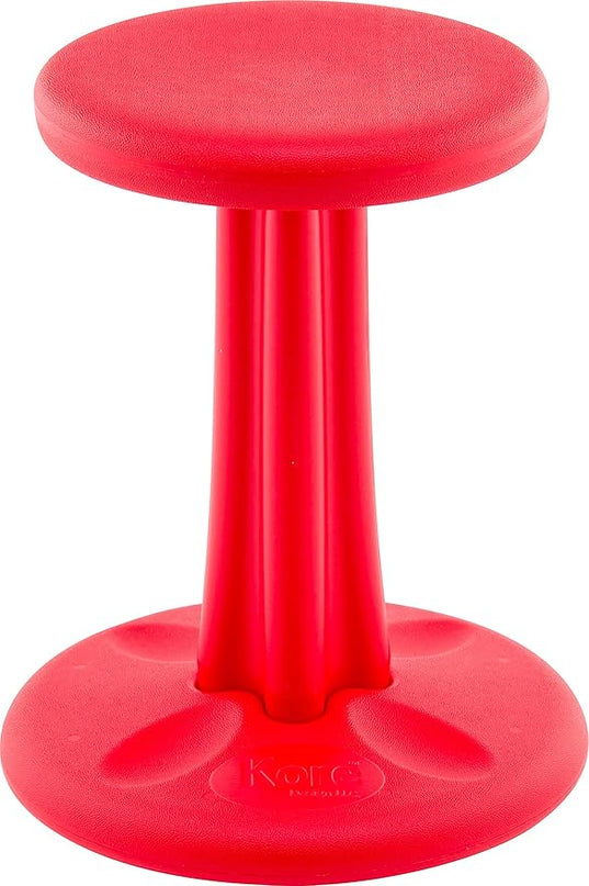Kore Kids Junior Wobble Chair - Flexible Seating Stool for Classroom, Elementary School, ADD/ADHD - Made in The USA - Junior- Age 8-9, Grade 3-4, Red (16in) - LeafyLoom