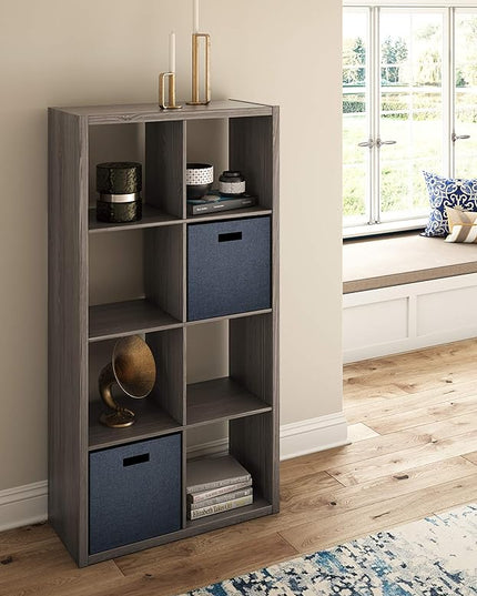 ClosetMaid 8 Cube Heavy Duty Wooden Decorative Bookcase Shelf Storage Organizer with Open Back for Home, Closet, Office, or Toys, Graphite Gray - LeafyLoom