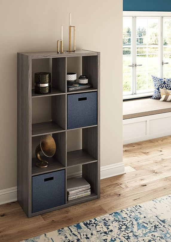 ClosetMaid 8 Cube Heavy Duty Wooden Decorative Bookcase Shelf Storage Organizer with Open Back for Home, Closet, Office, or Toys, Graphite Gray - LeafyLoom