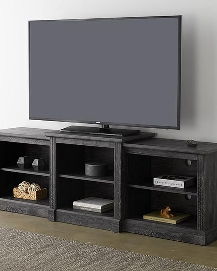 Rockpoint 70inch Classical TV Stand Storage Media Console Entertainment Center for TVs up to 80,Rustic Black - LeafyLoom
