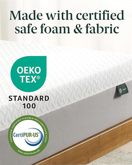 ZINUS 8 Inch Green Tea Essential Memory Foam Mattress [New Version], Full, Fiberglass Free, Medium Feel, Breathable Airflow Memory Foam, Certified Safe Foams & Fabric, Mattress in A Box - LeafyLoom