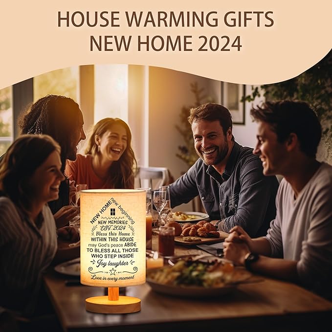 WSYEAR Housewarming Gift for New House Decor, Table Lamp Housewarming Gift Ideas,House Warming Gifts New Home Women Couple, New Home New Adventure New Memories - LeafyLoom