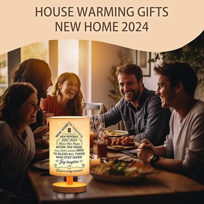 WSYEAR Housewarming Gift for New House Decor, Table Lamp Housewarming Gift Ideas,House Warming Gifts New Home Women Couple, New Home New Adventure New Memories - LeafyLoom