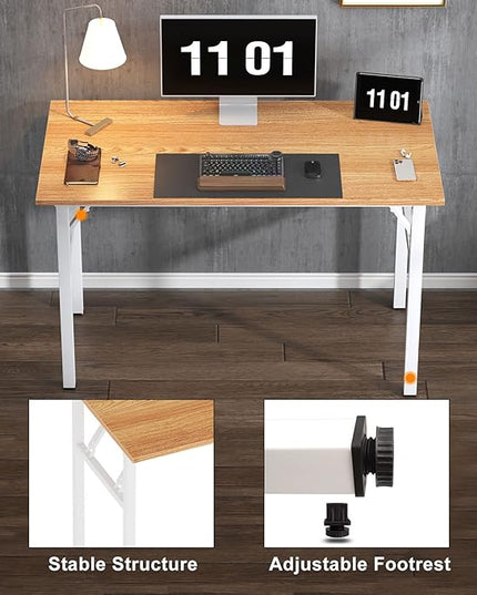 Need 47 inches Computer Desk Office Desk Folding Table with BIFMA Certification Computer Table Workstation,Teak White AC5BW-120 - LeafyLoom