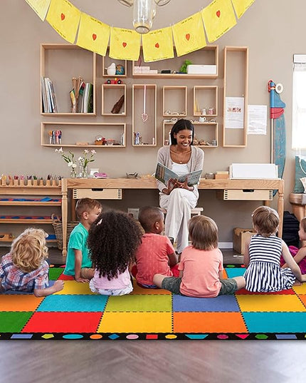 Booooom Jackson Classroom Rug, Large ClassroomSeating Rug 7'5"x13'Classroom Carpet with Non-Slip Backing, Elementary Classroom Area Rug Preschool Rug - LeafyLoom