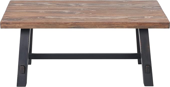 Alaterre Furniture Adam 42" L Solid Wood Coffee Table - LeafyLoom
