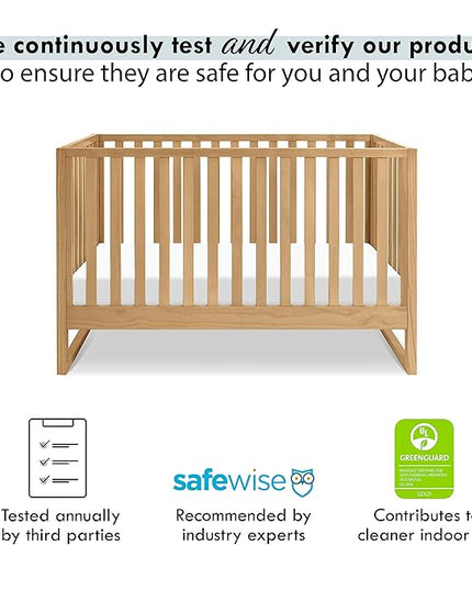 Davinci Hunter 3-in-1 Convertible Crib, Honey, Easy Assemble, Greenguard Gold Certified - LeafyLoom
