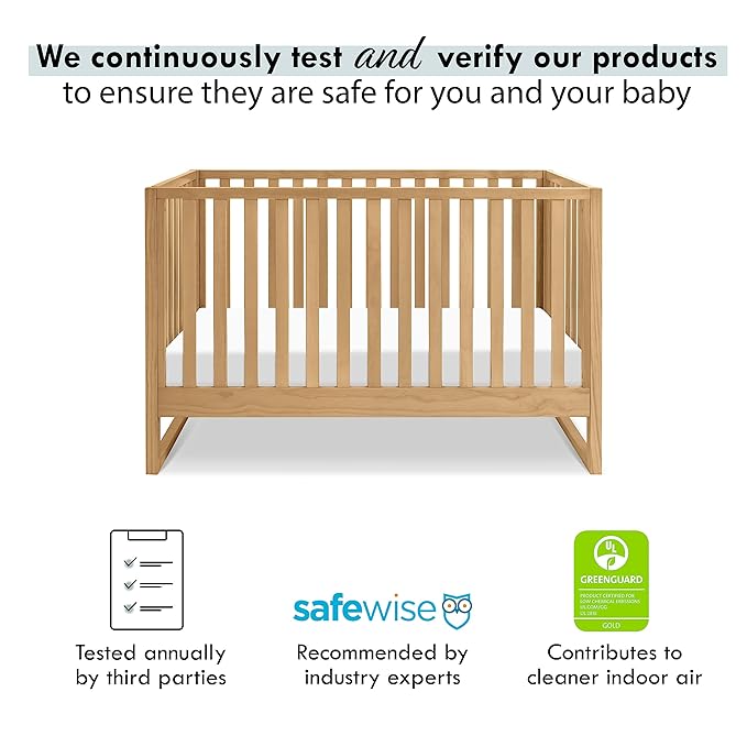 Davinci Hunter 3-in-1 Convertible Crib, Honey, Easy Assemble, Greenguard Gold Certified - LeafyLoom