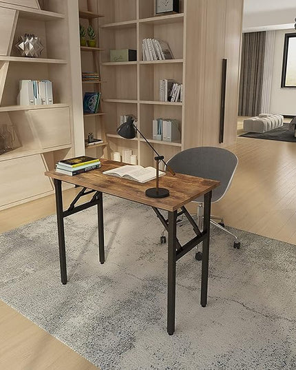 Need Small Desk 31 1/2" No Assembly Foldable Writing Table,Sturdy and Heavy Duty Folding Computer Desks for Small Space/Home Office/Dormitory AC5FB(80 * 40) - LeafyLoom