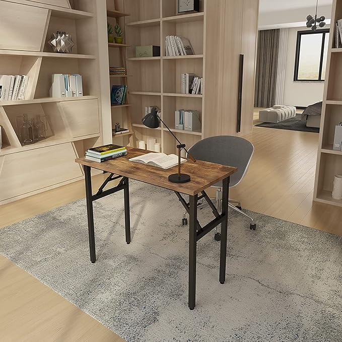 Need Small Desk 31 1/2" No Assembly Foldable Writing Table,Sturdy and Heavy Duty Folding Computer Desks for Small Space/Home Office/Dormitory AC5FB(80 * 40) - LeafyLoom