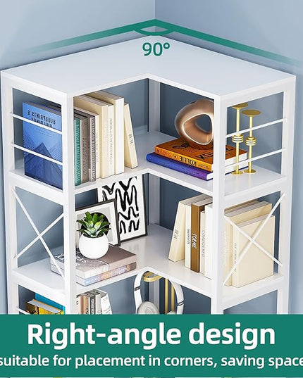 YITAHOME Corner Bookshelf with Storage, 7-Tier Corner Shelf with Doors, Large Corner Bookcase Display Rack for Living Room Bedroom Home Office, White - LeafyLoom