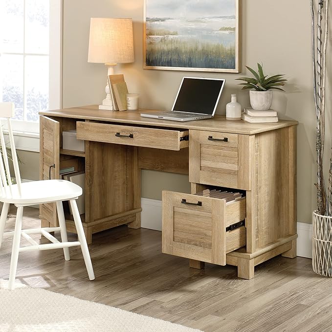 Sauder Garden Villa Desk, L: 59.06" x W: 20.71" x H: 29.80", Orchard Oak Finish - LeafyLoom