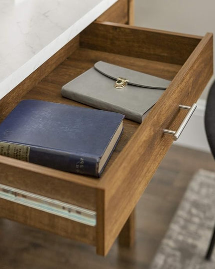 Walker Edison Rustic Farmhouse Wood Computer Writing Desk Home Office Workstation Small, 46 Inch, Marble and Walnut - LeafyLoom