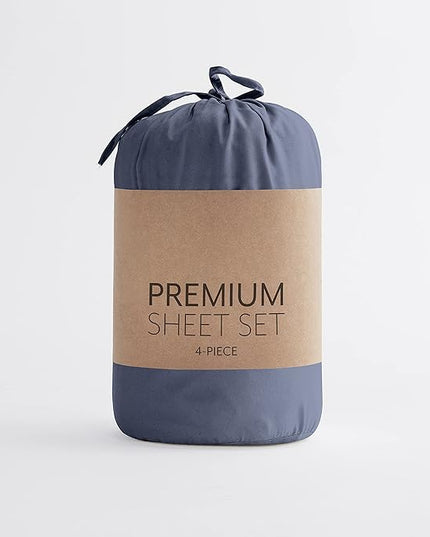 Linen Market Bed Sheets for Queen Size Bed (Navy) - Sleep Better Than Ever with These Soft and Cooling Queen Sheets - Deep Pocket Fits 16" Thick Beds - 4 Piece Queen Sheet Set - LeafyLoom