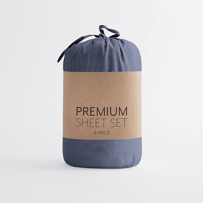 Linen Market Bed Sheets for Queen Size Bed (Navy) - Sleep Better Than Ever with These Soft and Cooling Queen Sheets - Deep Pocket Fits 16" Thick Beds - 4 Piece Queen Sheet Set - LeafyLoom
