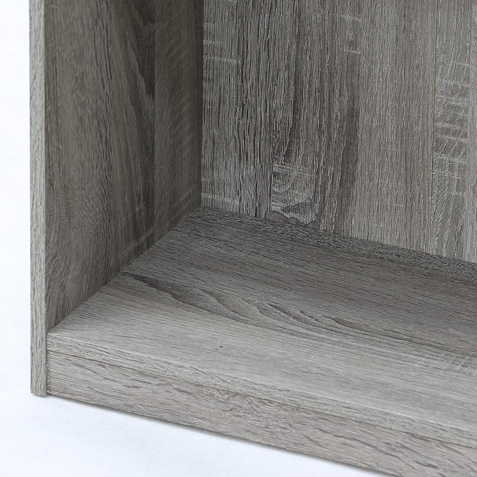 Furinno Basic 3-Tier Bookcase Storage Shelves, French Oak Grey - LeafyLoom