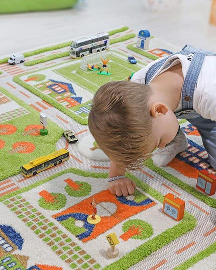 IVI 3D Play Carpet 71 x 52.5-inch Educational Green Traffic Soft Floor Rug Mat for Bedroom, Kids Den, or Playroom, Large - LeafyLoom