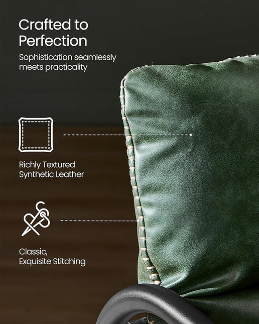 VASAGLE EKHO Collection - Accent Chair, Metal Framed Armchair, Synthetic Leather with Stitching, Mid-Century Modern, Sling Chair for Living, Bedroom, Reading Room, Lounge, Forest Green ULAC014C01 - LeafyLoom