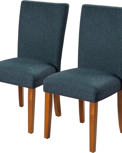 HomePop Parsons Classic Upholstered Accent Dining Chair, Set of 2, Navy - LeafyLoom