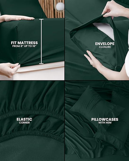 Utopia Bedding Full Bed Sheets Set - 4 Piece Bedding - Brushed Microfiber - Shrinkage and Fade Resistant - Easy Care (Full, Emerald) - LeafyLoom