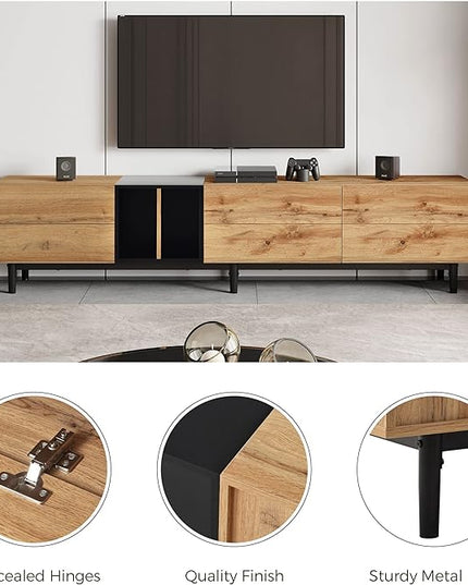 NicBex TV Stand for 80 Inch TV Modern TV Media Console Table with Large Storage Cabinet,Entertainment Center with Storage for Living Room,Bedroom,76.8 Inch,Natural Wood - LeafyLoom