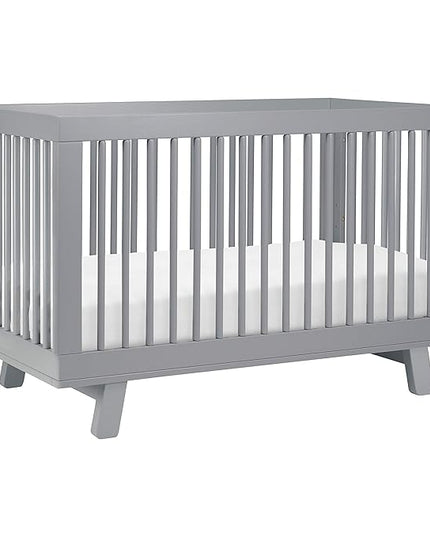 Babyletto Hudson 3-in-1 Convertible Crib with Toddler Bed Conversion Kit in Grey, Greenguard Gold Certified - LeafyLoom