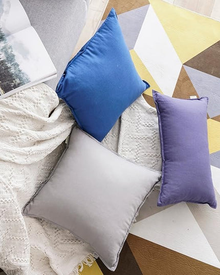 Jeanerlor Pack of 2 Cotton Linen Soft Soild Decorative Square Throw Pillow Covers Set Cushion Case for Sofa Bedroom Car24 x 24 Inch 60 x 60cm,Silver Grey - LeafyLoom