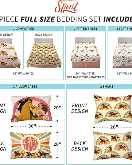 Franco Kids Bedding Super Soft Comforter and Sheet Set with Sham, 7 Piece Full Size, Spirit Riding Free - LeafyLoom