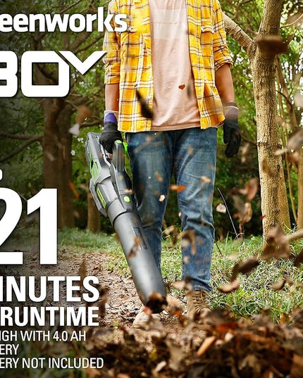 Greenworks 80V (170 MPH / 730 CFM / 75+ Compatible Tools) Cordless Brushless Axial Leaf Blower, Tool Only, 80 Volts - LeafyLoom