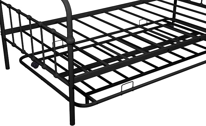 Twin Size Metal bed-Frame Daybed with trundle,Heavy Duty Steel Slat Support,Space Saving Sofa Bed,Modern 2 in 1 Sofa-Bed Frame for Kids Teens Adults,Bedroom Living Room Furniture,Black - LeafyLoom