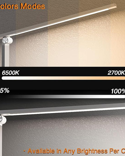LED Desk Lamp with Wireless Charger and USB Charging Port,Desk Lamps for Home Office,Study Dimmable Table Lamp Desk Light,5 Colors Stepless Dimming,Eye-Caring Desk Lamp for College Dorm Room - LeafyLoom
