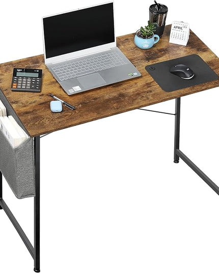 YSSOA 40/47 Inch Computer, Modern Simple Style Home Office, Study Student Writing, Vintage Wooden Desk, 40 Inch, Brown - LeafyLoom