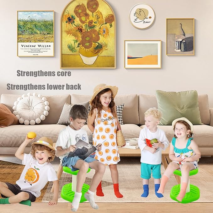 Active Chairs Kids Preschool Wobble Stool - Alternative Flexible Seating Balance Wiggle Stool for Classroom,Preschool,Kindergarten&Elementary School,Active Sensory Chairs,Ages3-8,Green(14in) - LeafyLoom