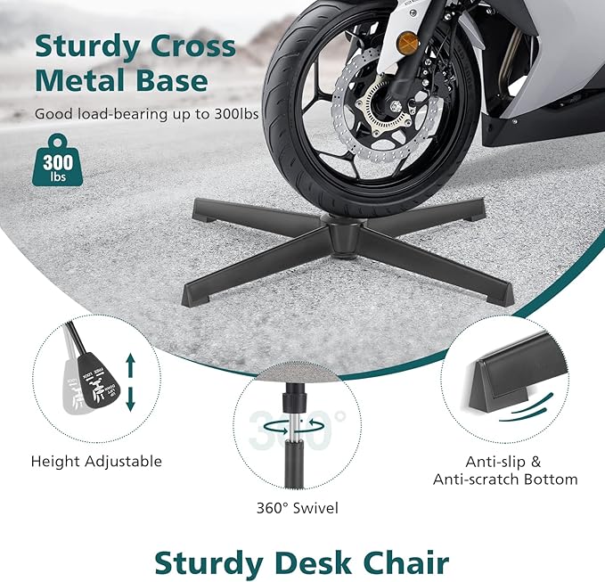 OLIXIS Cross Legged Armless Wide Adjustable Swivel Padded Home Office Desk Chair, Grey - LeafyLoom