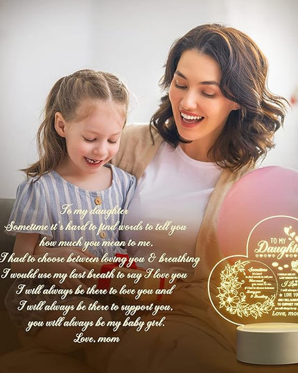 Gifts for Daughter, Daughter Gifts from Mom, to My Daughter Acrylic Night Lamp, Ideal Mother's Day Graduation Wedding Valentines Christmas Gifts for Daughter from Mothers - LeafyLoom