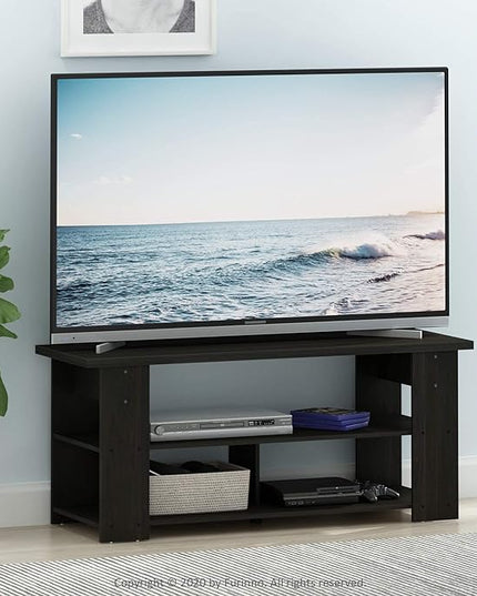 Furinno JAYA TV Stand, French Oak Grey/Black - LeafyLoom