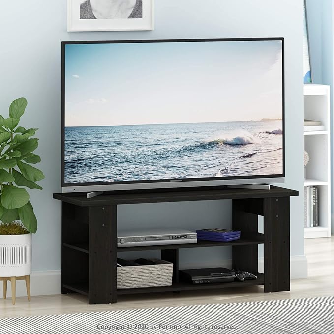 Furinno JAYA TV Stand, French Oak Grey/Black - LeafyLoom