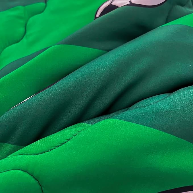 7 Piece Boys Soccer Comforter Set Queen Size Bed in A Bag 3D Football Playground Sports Bedding Set for Kids Microfiber Comforter All Season Green - LeafyLoom