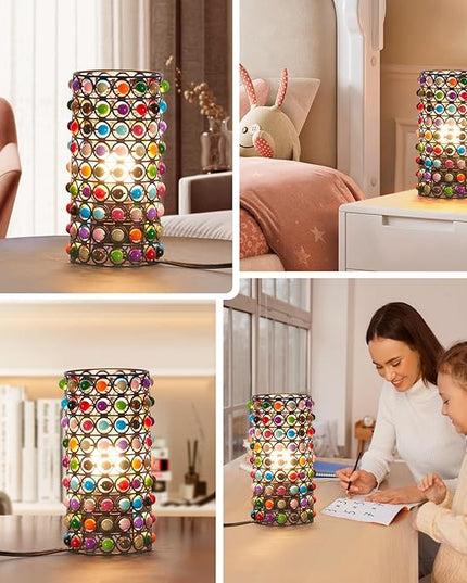 Colorful Beads Table Lamp-Cute Lamp for Girls Room, Unique Lampshade, Bulb Included - LeafyLoom