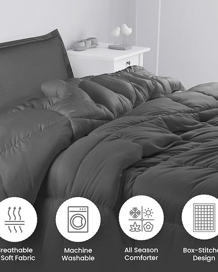 Utopia Bedding Twin Comforter Set Kids with 1 Pillow Sham, Bedding Comforter Sets, Down Alternative Grey Comforter, Soft and Comfortable, Machine Washable - LeafyLoom