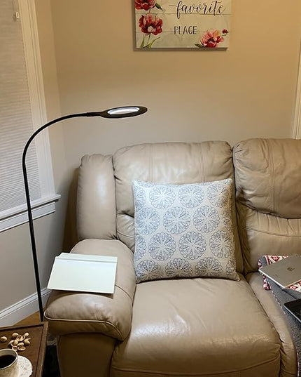 Bright Floor Lamp for Office, Reading and Bedrooms. LED Floor Lamp for Lash Light for EyeLash Extensions, Makeup & Nail Spa. Gooseneck Standing Lamp (Black) - LeafyLoom