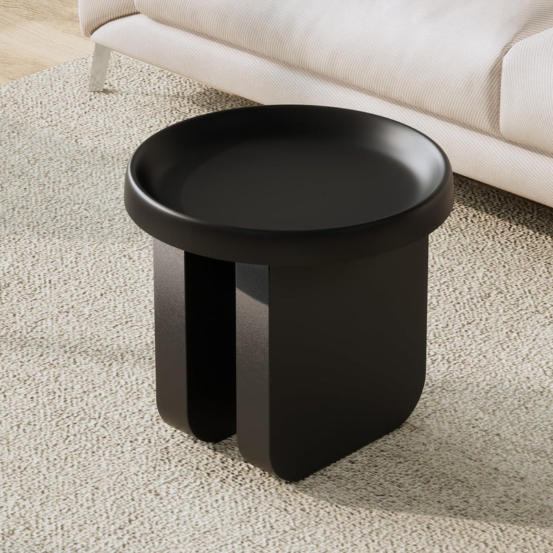Round Coffee Table,Modern Coffee Table,Unique Circle Coffee Tables,Metal Center Table for Living Room (Black, 29.5 x 16.5) LeafyLoom