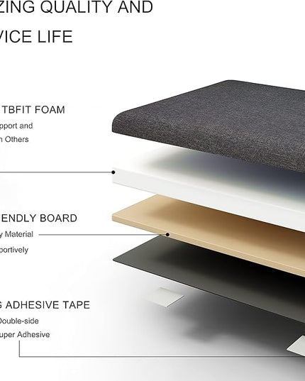 Tbfit Upholstered Wall Mounted Headboard, Soundproof Peel and Stick Headboards for Full Size Bed, Dorm Tufted Floating Bed Headboard, Pack of 6 Panels Sized 10” x 24” (Charcoal Gray) - LeafyLoom