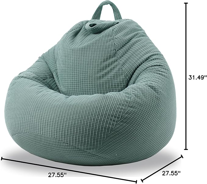Stuffed Animal Storage Bean Bag Chair Cover (No Filler) Washable Ultra Soft Corduroy Bean Bag Cover for Organizing Plush Toys, Bean Bag for Adults - LeafyLoom