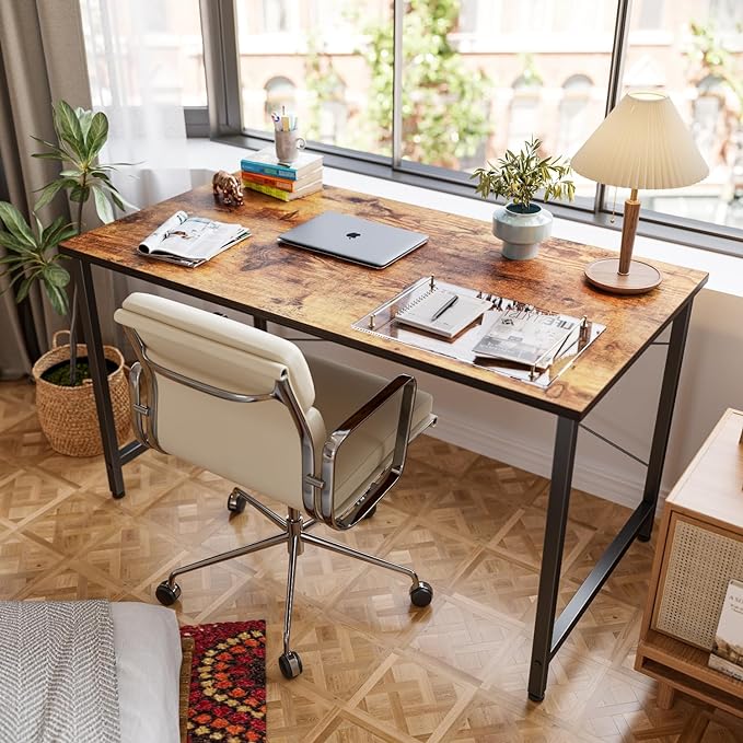 BANTI Computer Desk, 47 inch Home Office Desk, Modern Simple Style PC Table for Home, Office, Study, Writing, Vintage - LeafyLoom