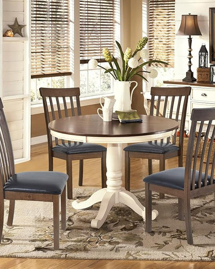 COLAMY Wooden Dining Chairs Set of 2, PU Leather Dining Room Kitchen Side Chair with Spindle High Back and Adjustable Foot Pegs - LightBrown - LeafyLoom